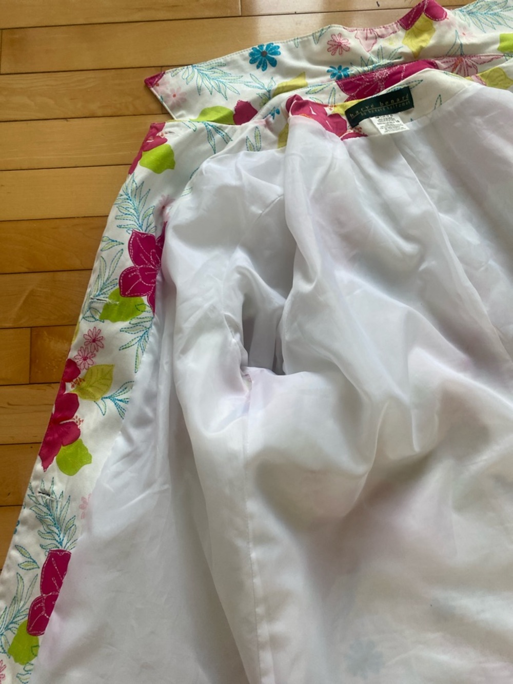 Harvé Benard Bold Colourful Floral button down lined cotton Spring Coat Size 16 - Picture 17 of 17